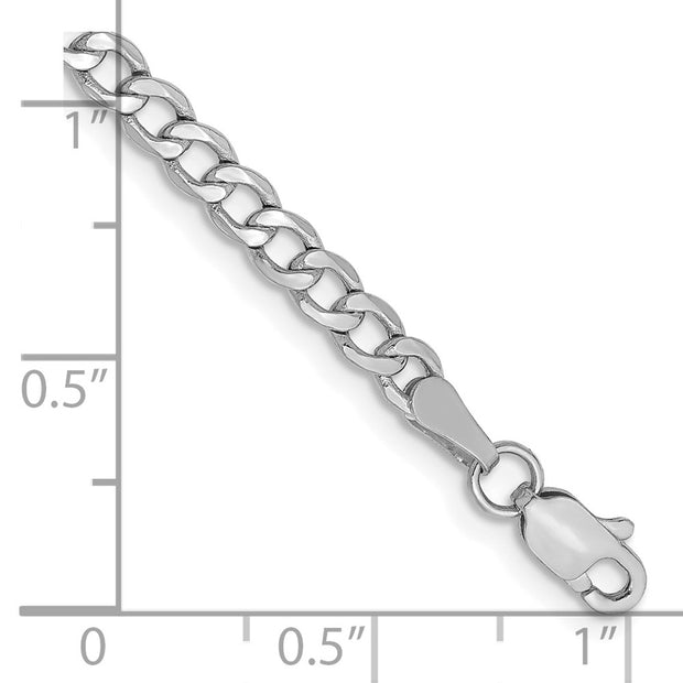 14K White Gold 3.35mm Semi-Solid Curb with Lobster Clasp Bracelet