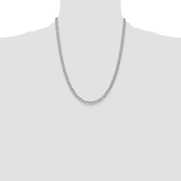 14K White Gold 4.3mm Semi-Solid Curb with Lobster Clasp Chain