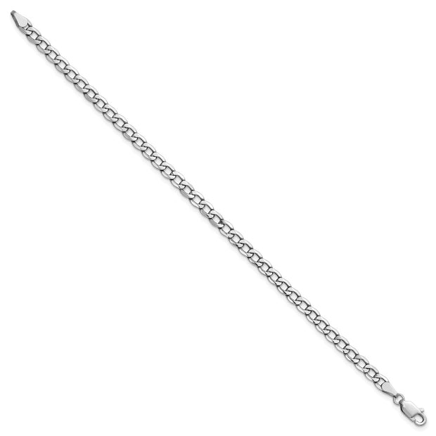 14K White Gold 4.3mm Semi-Solid Curb with Lobster Clasp Bracelet