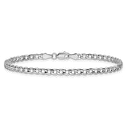 14K White Gold 4.3mm Semi-Solid Curb with Lobster Clasp Bracelet