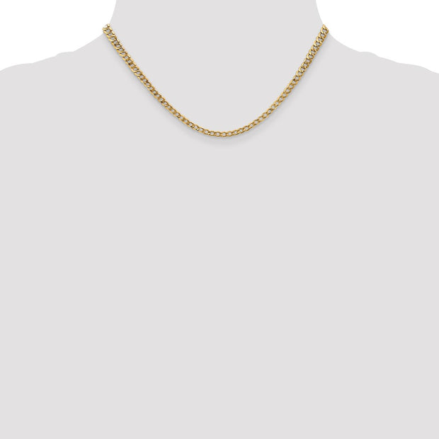 14K 3.35mm Semi-Solid Curb with Lobster Clasp Chain