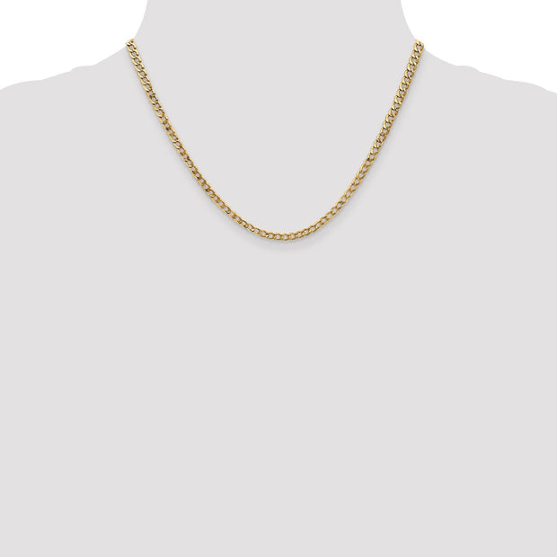 14K 3.35mm Semi-Solid Curb with Lobster Clasp Chain
