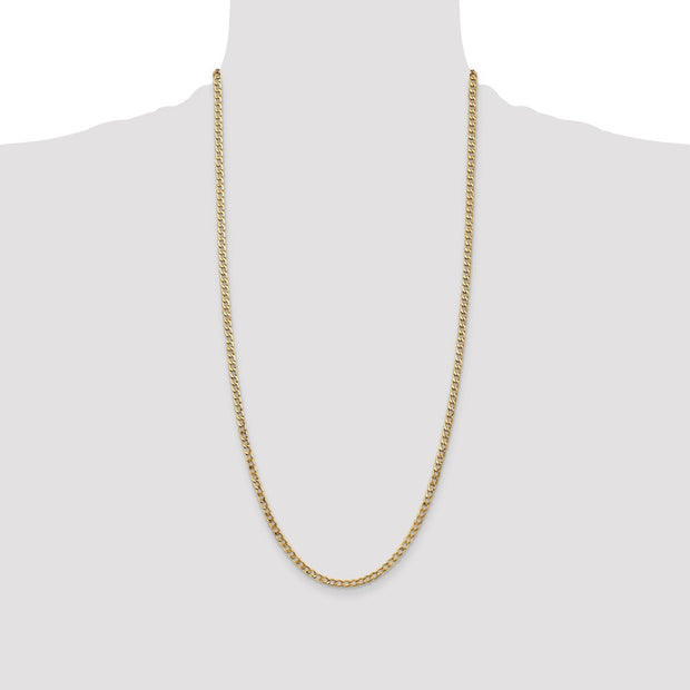 14K 3.35mm Semi-Solid Curb with Lobster Clasp Chain