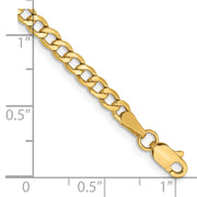 14K 3.35mm Semi-Solid Curb with Lobster Clasp Bracelet