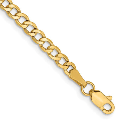14K 3.35mm Semi-Solid Curb with Lobster Clasp Bracelet