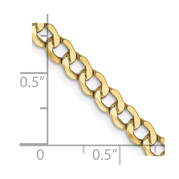 14K 4.3mm Semi-Solid Curb with Lobster Clasp Anklet