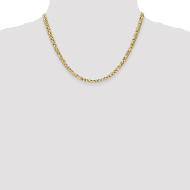 14K 4.3mm Semi-Solid Curb with Lobster Clasp Chain