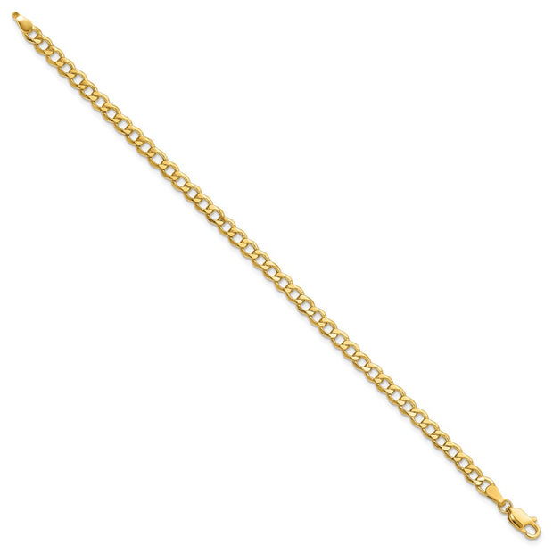 14K 4.3mm Semi-Solid Curb with Lobster Clasp Bracelet