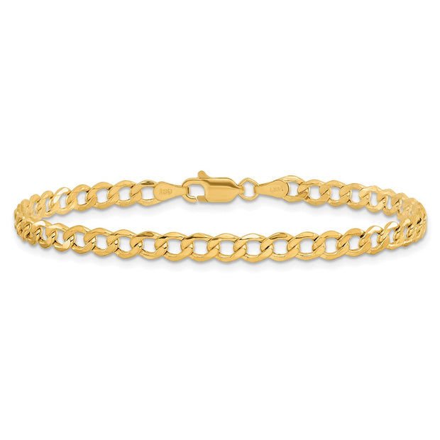 14K 4.3mm Semi-Solid Curb with Lobster Clasp Bracelet