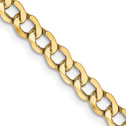 14K 4.3mm Semi-Solid Curb with Lobster Clasp Chain