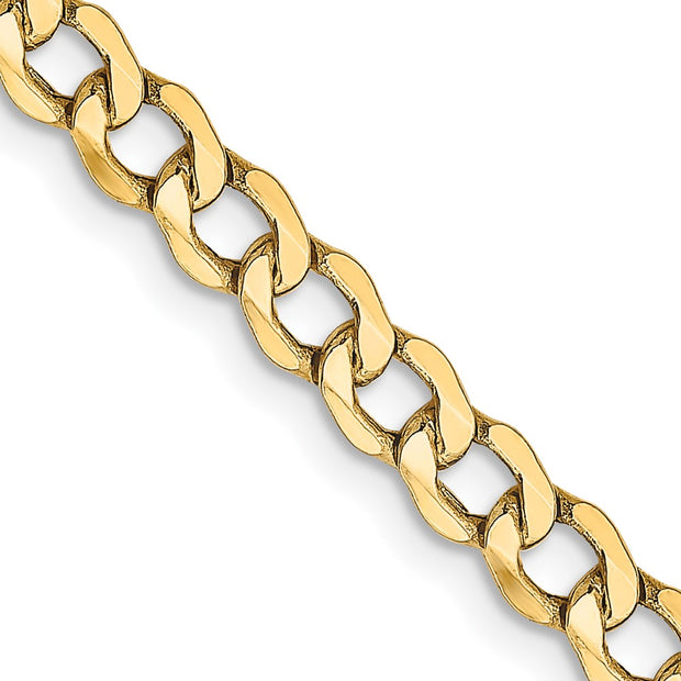 14K 4.3mm Semi-Solid Curb with Lobster Clasp Chain