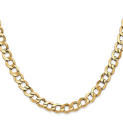 14K 6.5mm Semi-Solid Curb with Lobster Clasp Chain