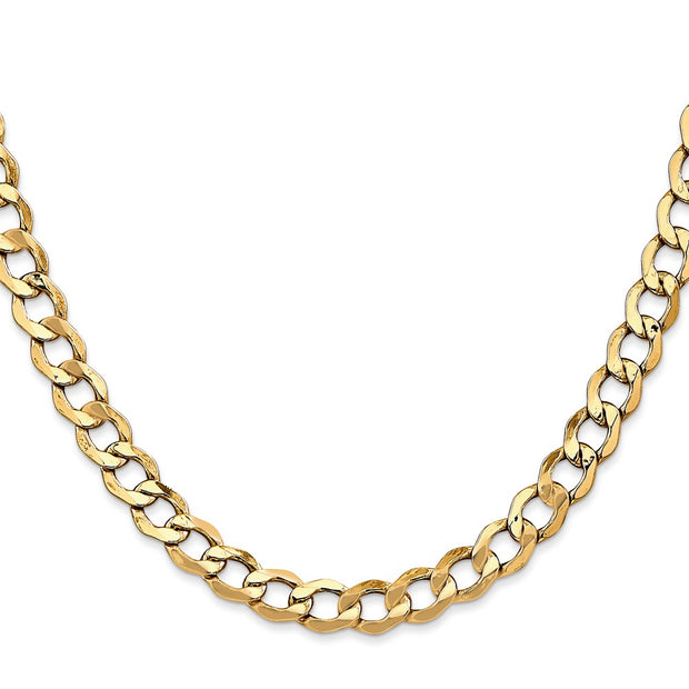 14K 6.5mm Semi-Solid Curb with Lobster Clasp Chain