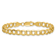 14K 6.5mm Semi-Solid Curb with Lobster Clasp Bracelet
