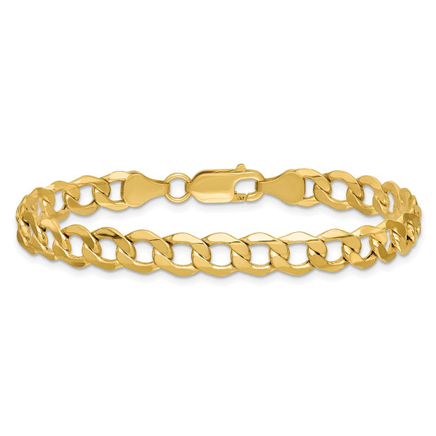 14K 6.5mm Semi-Solid Curb with Lobster Clasp Bracelet