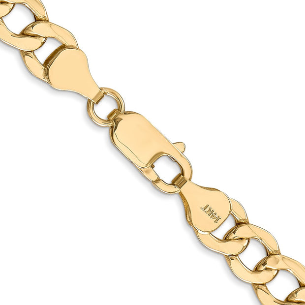 14K 7mm Semi-Solid Curb with Lobster Clasp Chain