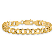 14K 7mm Semi-Solid Curb with Lobster Clasp Bracelet