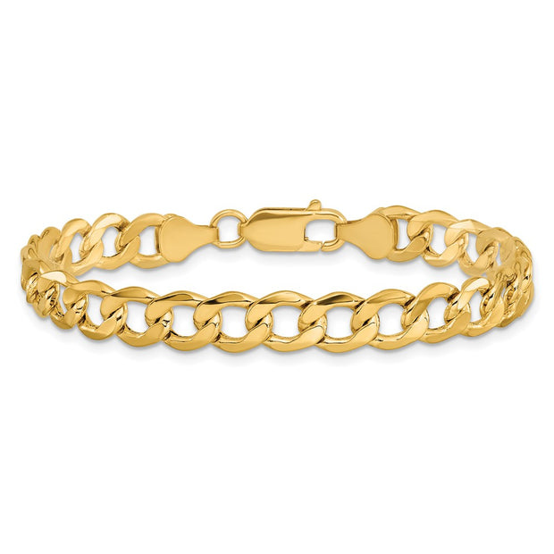 14K 7mm Semi-Solid Curb with Lobster Clasp Bracelet
