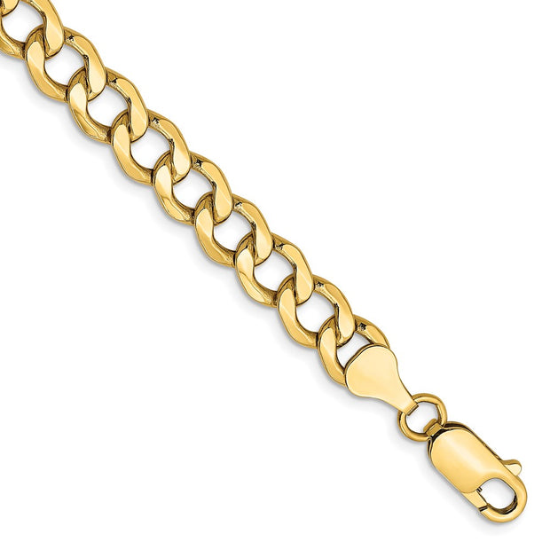 14K 7mm Semi-Solid Curb with Lobster Clasp Bracelet