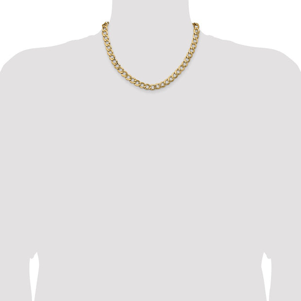 14K 9mm Semi-Solid Curb with Lobster Clasp Chain