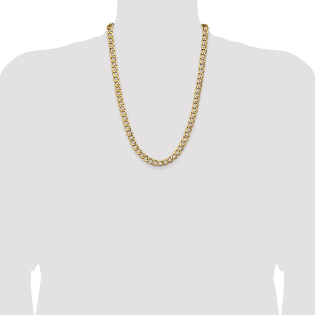 14K 9mm Semi-Solid Curb with Lobster Clasp Chain