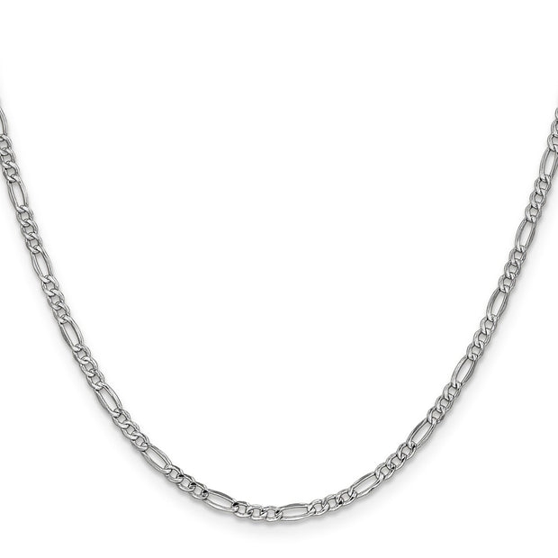 14K White Gold 2.5mm Semi-Solid Figaro with Lobster Clasp Chain