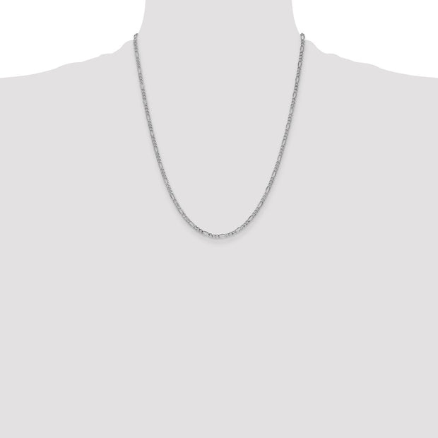 14K White Gold 2.5mm Semi-Solid Figaro with Lobster Clasp Chain
