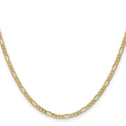 14K 2.5mm Semi-Solid Figaro with Lobster Clasp Chain