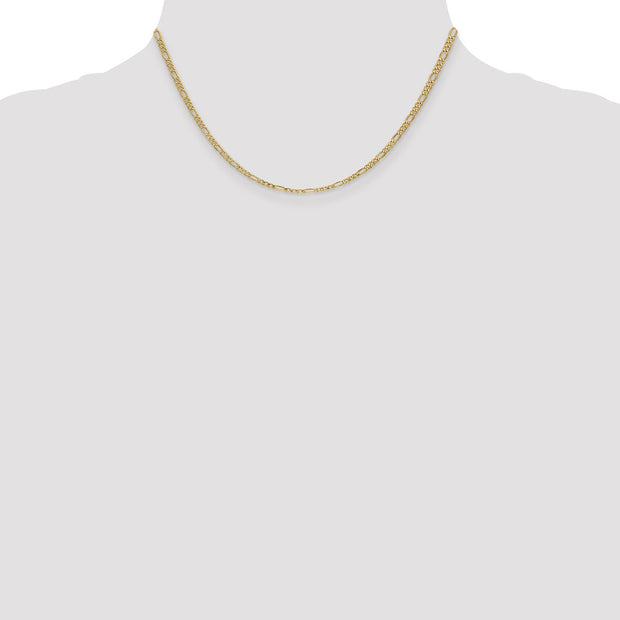 14K 2.5mm Semi-Solid Figaro with Lobster Clasp Chain