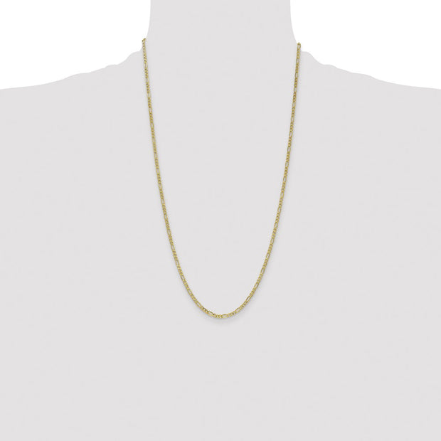 14K 2.5mm Semi-Solid Figaro with Lobster Clasp Chain