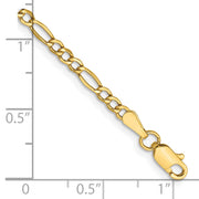 14K 2.5mm Semi-Solid Figaro with Lobster Clasp Anklet