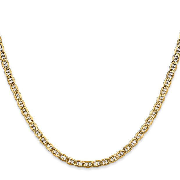 14K 3.2mm Semi-Solid Anchor with Lobster Clasp Chain