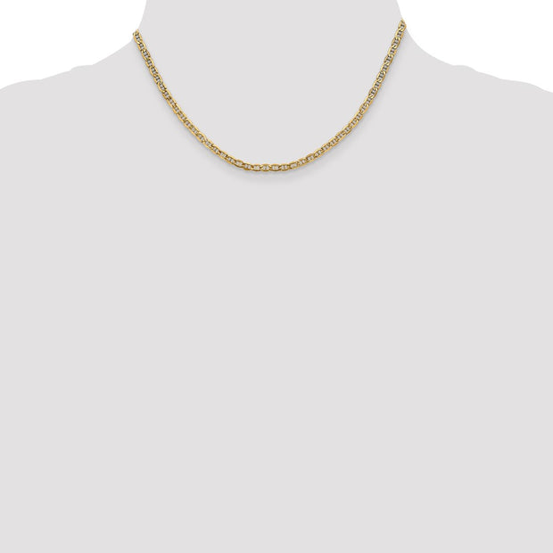 14K 3.2mm Semi-Solid Anchor with Lobster Clasp Chain