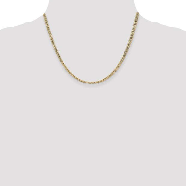 14K 3.2mm Semi-Solid Anchor with Lobster Clasp Chain
