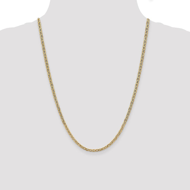 14K 3.2mm Semi-Solid Anchor with Lobster Clasp Chain