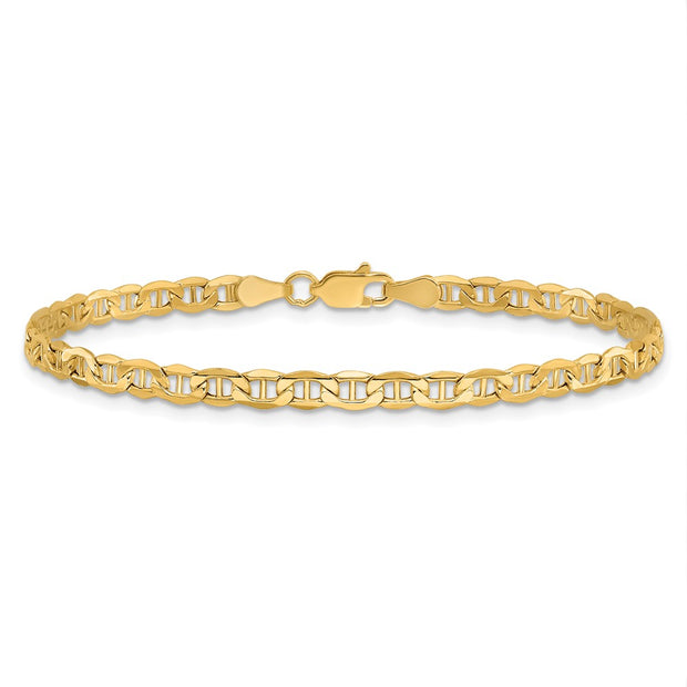 14K 3.2mm Semi-Solid Anchor with Lobster Clasp Anklet