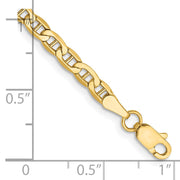 14K 3.2mm Semi-Solid Anchor with Lobster Clasp Bracelet
