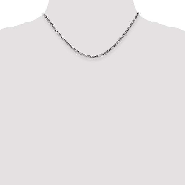 14K White Gold 2.5mm Semi-Solid Curb with Lobster Clasp Chain