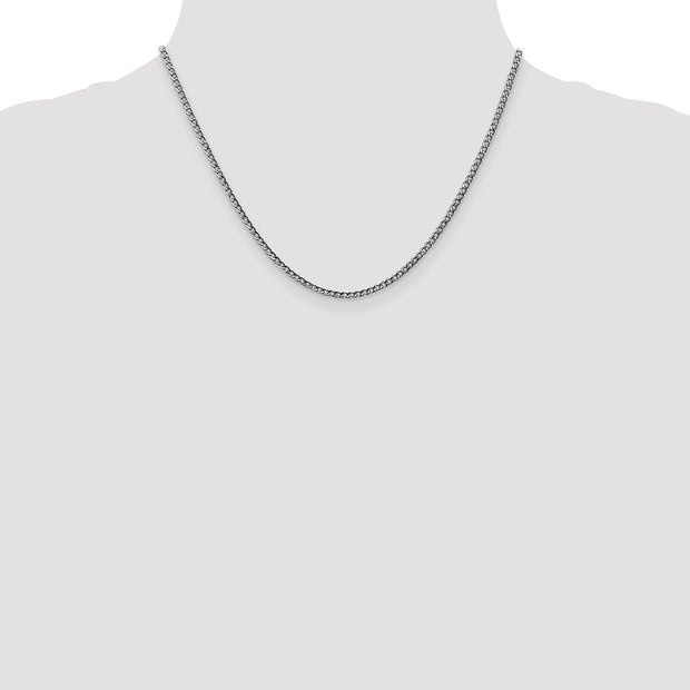 14K White Gold 2.5mm Semi-Solid Curb with Lobster Clasp Chain