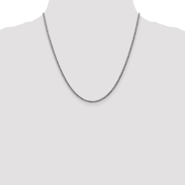 14K White Gold 2.5mm Semi-Solid Curb with Lobster Clasp Chain