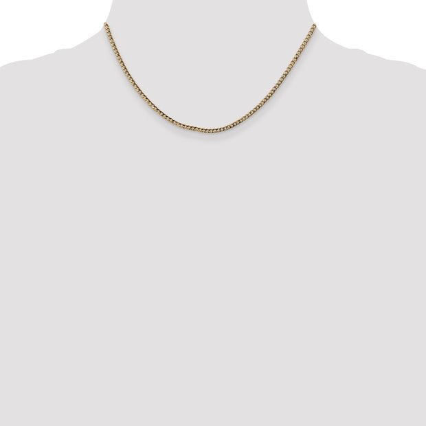14K 2.5mm Semi-Solid Curb with Lobster Clasp Chain