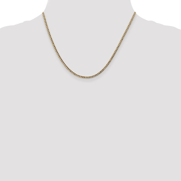 14K 2.5mm Semi-Solid Curb with Lobster Clasp Chain