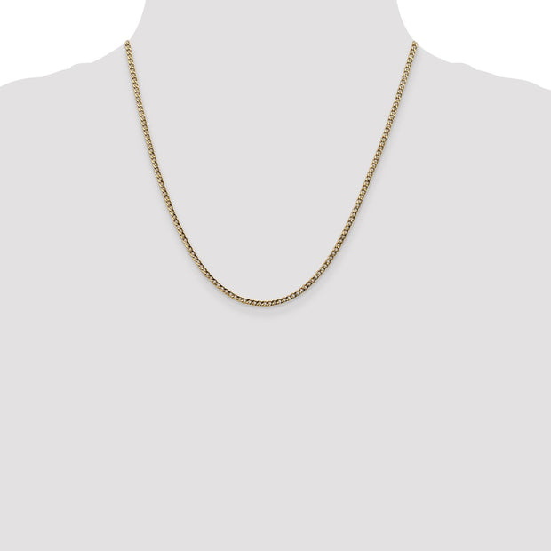 14K 2.5mm Semi-Solid Curb with Lobster Clasp Chain