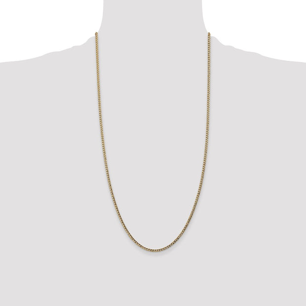 14K 2.5mm Semi-Solid Curb with Lobster Clasp Chain