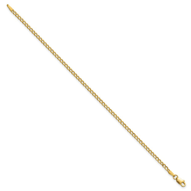 14K 2.5mm Semi-Solid Curb with Lobster Clasp Bracelet