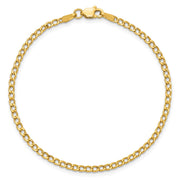 14K 2.5mm Semi-Solid Curb with Lobster Clasp Anklet