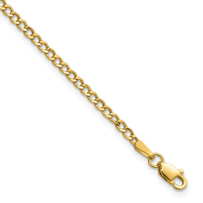 14K 2.5mm Semi-Solid Curb with Lobster Clasp Anklet