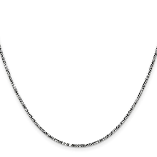 14K White Gold 1.5mm Semi-Solid Round Box with Lobster Clasp Chain