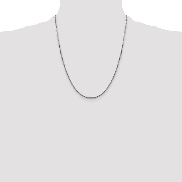 14K White Gold 1.5mm Semi-Solid Round Box with Lobster Clasp Chain