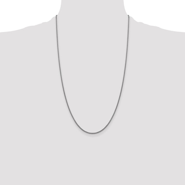 14K White Gold 1.5mm Semi-Solid Round Box with Lobster Clasp Chain
